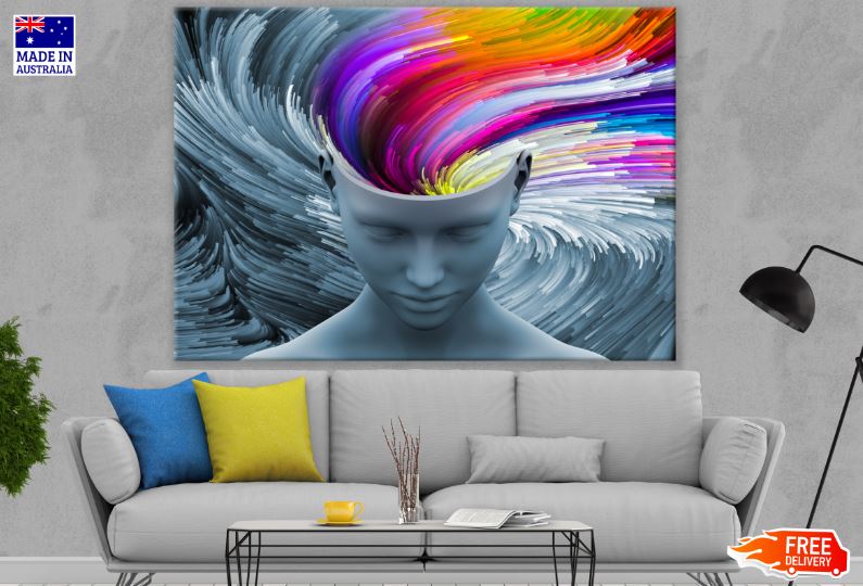 Human Face with Abstract Colorful Design Print 100% Australian Made