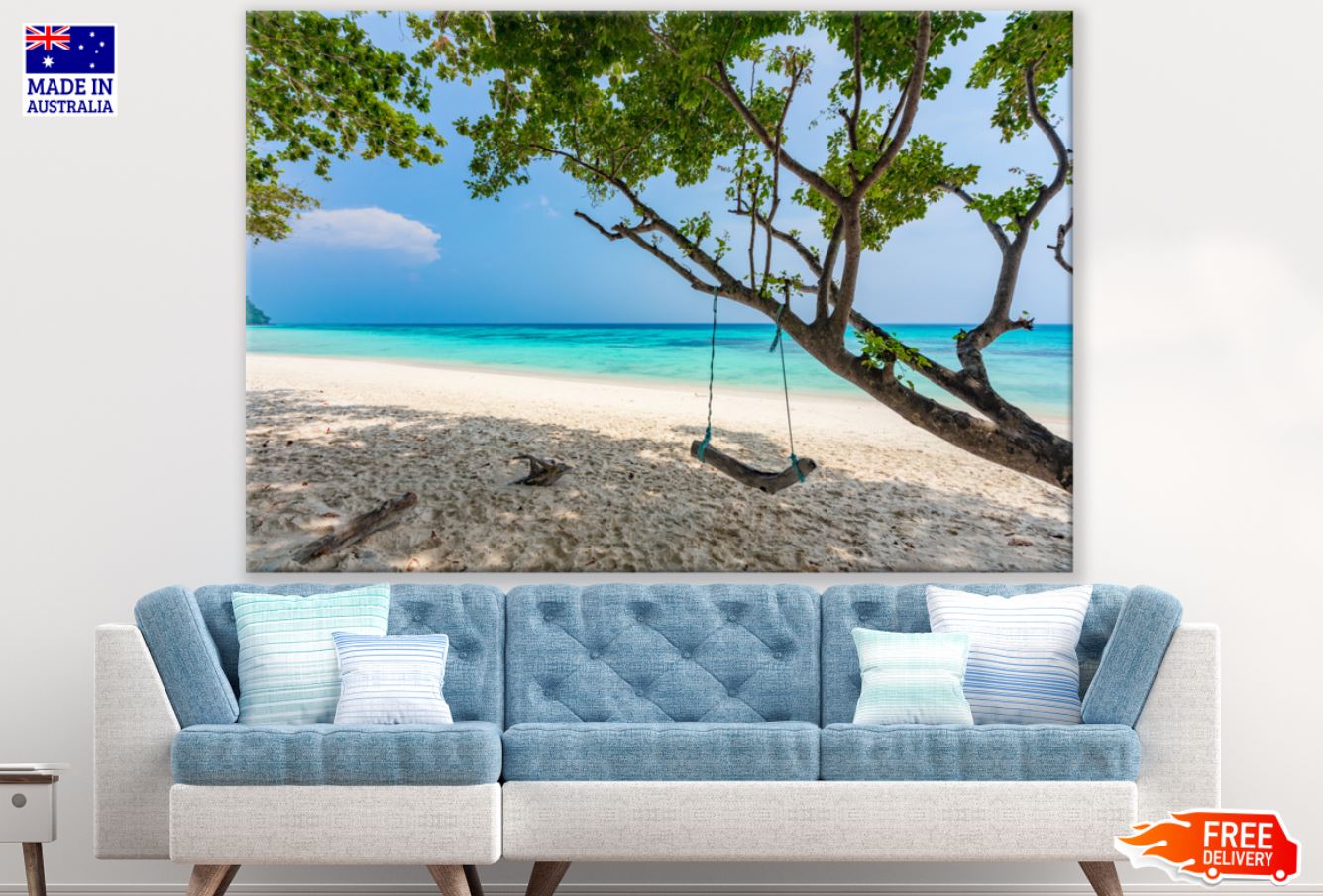 Swing & Tree on Beach Photograph Print 100% Australian Made