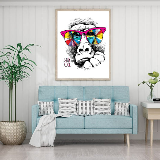 Monkey Face Vector Art Design Home Decor Premium Quality Poster Print Choose Your Sizes