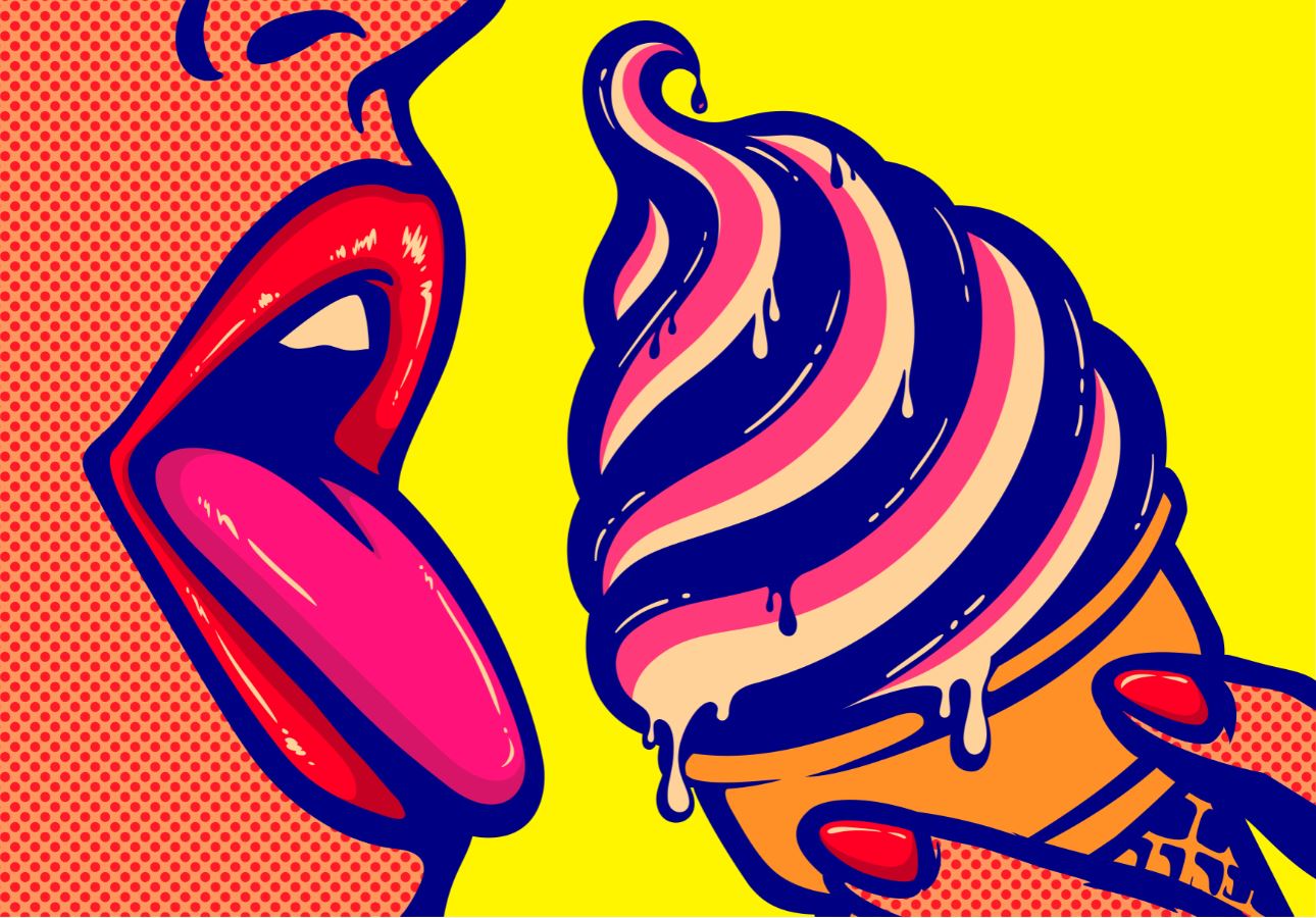 Girl with Ice Cream Pop Art Design Home Decor Premium Quality Poster Print Choose Your Sizes