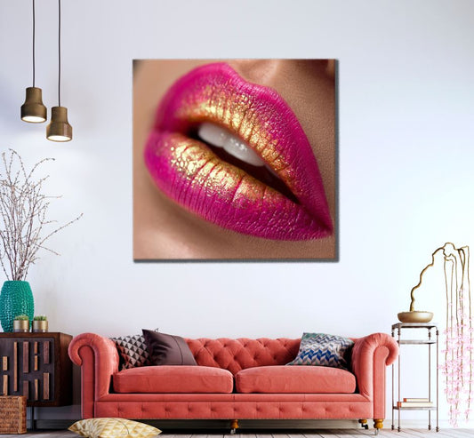 Square Canvas Girl Lips Closeup Photograph High Quality Print 100% Australian Made