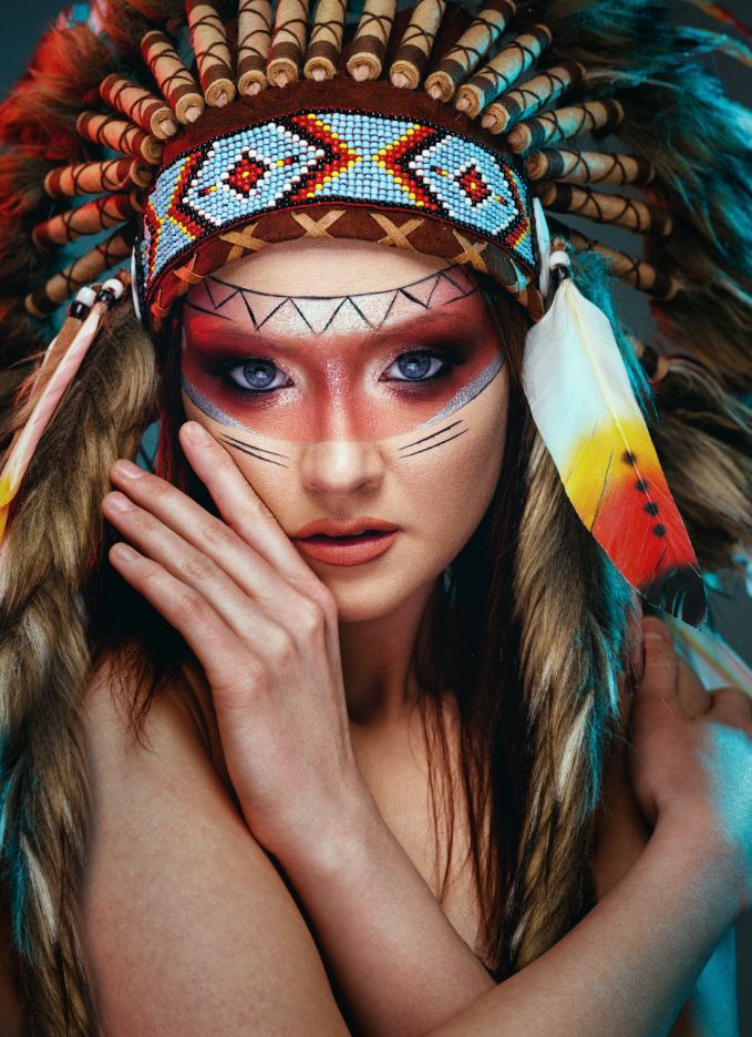 Indian Girl with Headdress Face Home Decor Premium Quality Poster Print Choose Your Sizes