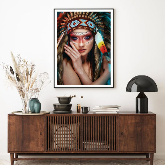 Indian Girl with Headdress Face Home Decor Premium Quality Poster Print Choose Your Sizes