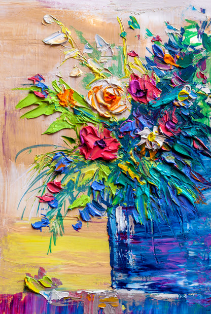 Colourful Flower Vase Art Print 100% Australian Made