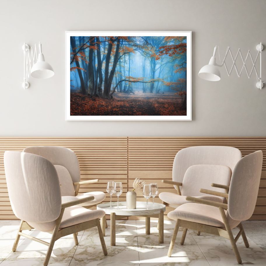 Misty Autumn Forest Photograph Home Decor Premium Quality Poster Print Choose Your Sizes