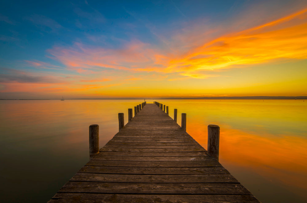 Wooden Pier on Stunning Beach Sunset Print 100% Australian Made