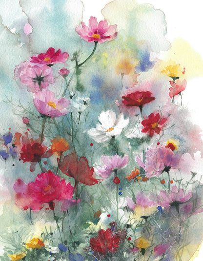 Colorful Watercolor Floral Painting Print 100% Australian Made