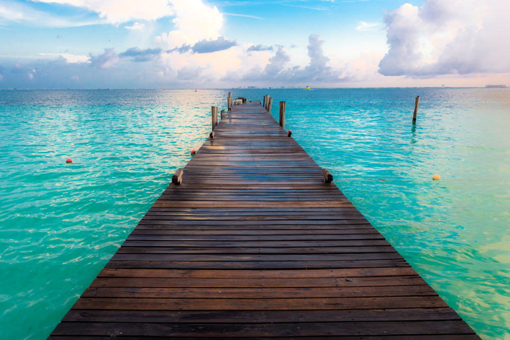 Long Wooden pier on a stunning beach Print 100% Australian Made