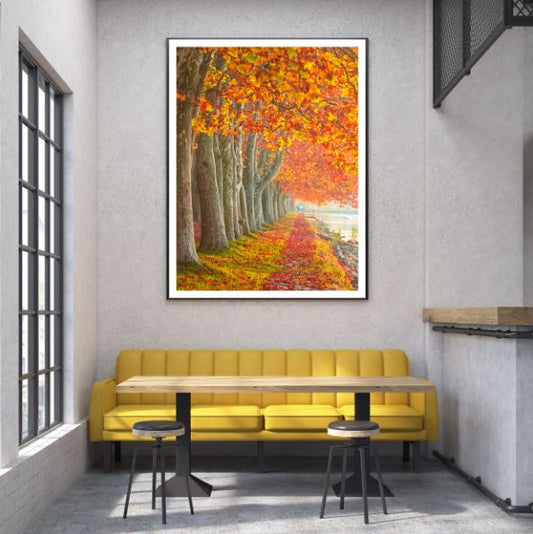 Autumn Tree Row Along the Road Home Decor Premium Quality Poster Print Choose Your Sizes