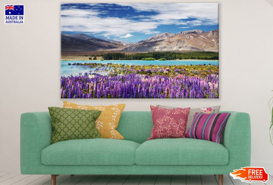 Stunning Mountain & Lake View with Flowers Photograph print 100% Australian Made