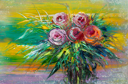 Colourful Flower Bouquet Painting Print 100% Australian Made