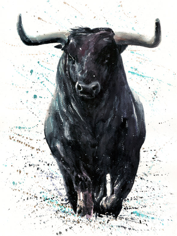 Walking Bull Watercolour Painting Print 100% Australian Made