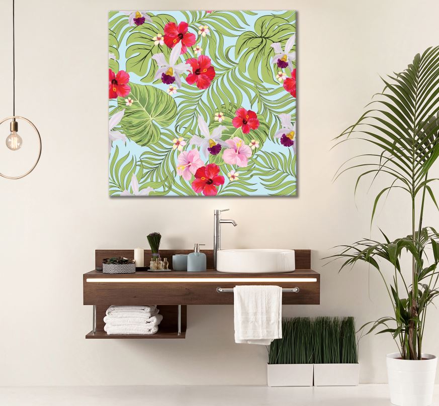 Square Canvas Colorful Floral Pattern Design High Quality Print 100% Australian Made