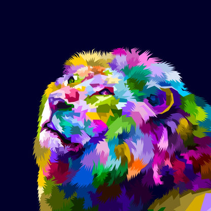 Square Canvas Colorful Lion Portrait Abstract Design High Quality Print 100% Australian Made