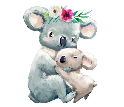 Square Canvas Koala Bear & Baby Watercolor Painting High Quality Print 100% Australian Made