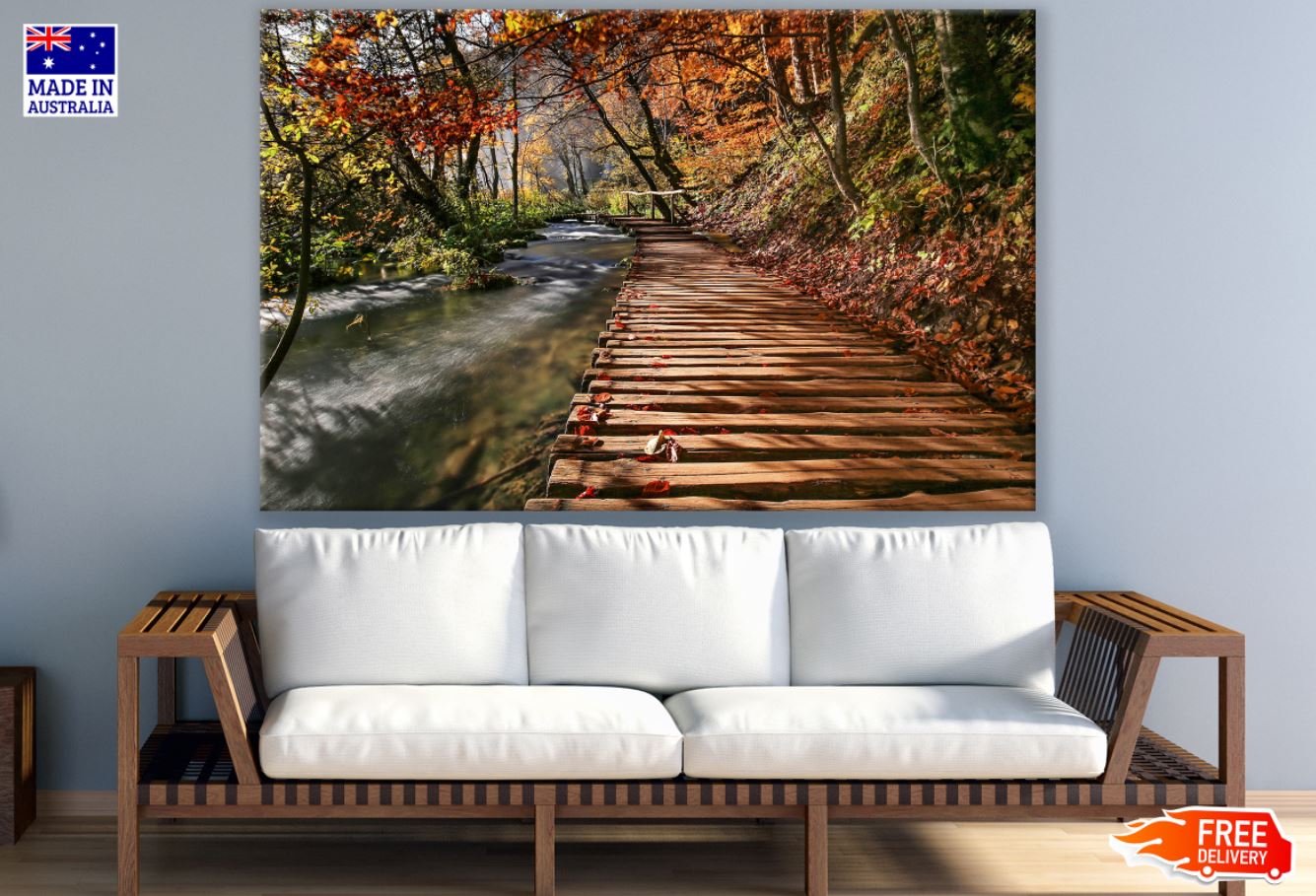 Wooden Pier Over River Photograph Print 100% Australian Made