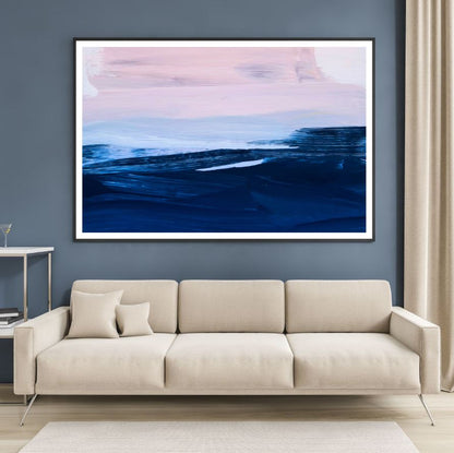 Blue White & Pink Abstract Painting Home Decor Premium Quality Poster Print Choose Your Sizes