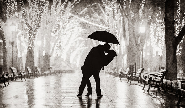 Couple on Street Umbrella B&W Photograph Print 100% Australian Made