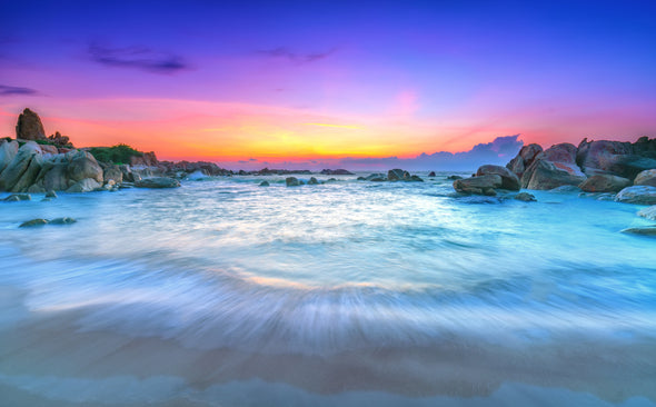 Stunning Beach Sunrise with Purple Sky View Photograph Print 100% Australian Made