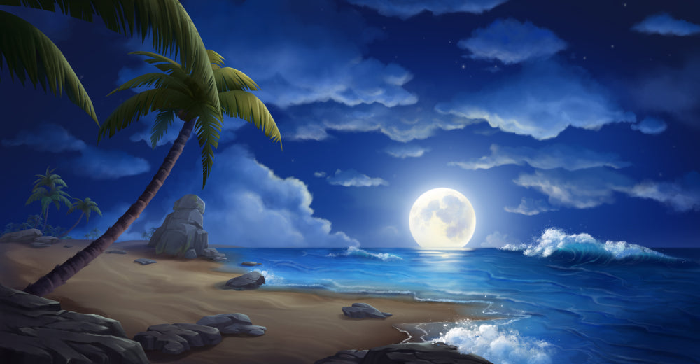 The Moon Night And Sea Painting Print 100% Australian Made