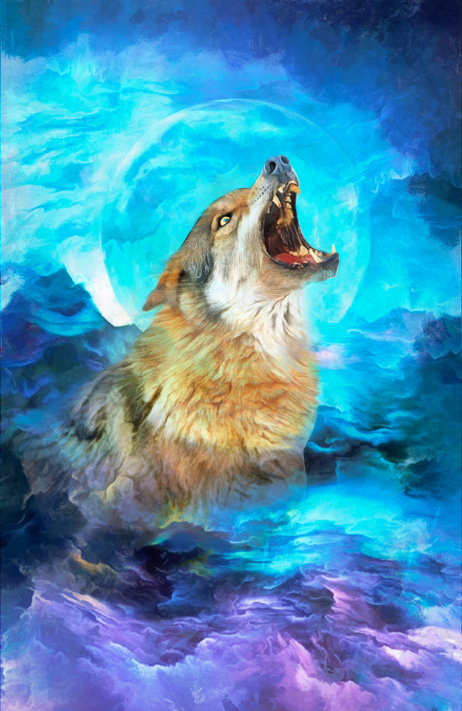 Wolf Portrait Howling Painting Print 100% Australian Made