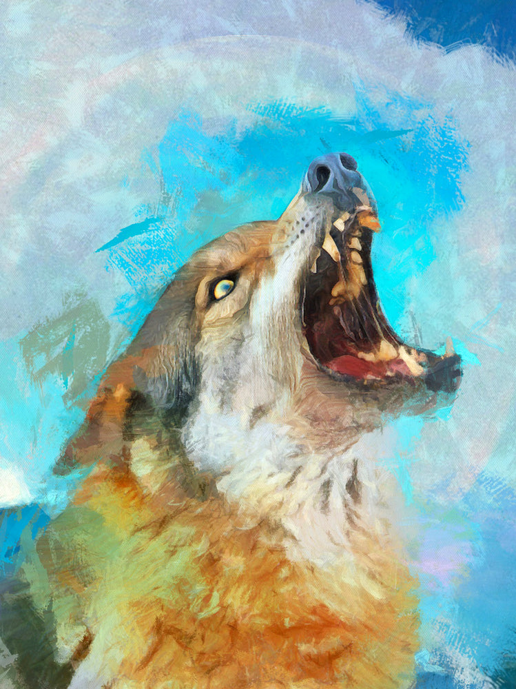 Wolf Portrait Howling Painting Print 100% Australian Made