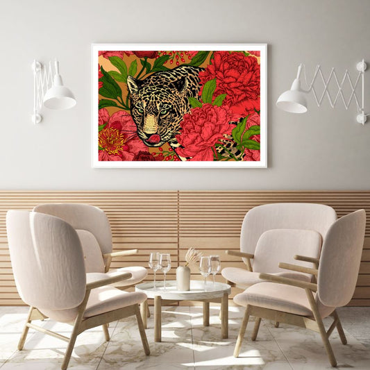 Leopard & Flowers Colorful Vector Home Decor Premium Quality Poster Print Choose Your Sizes