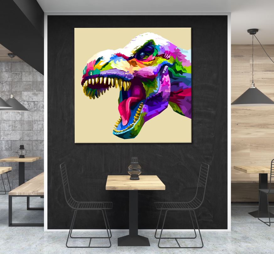 Square Canvas Abstract Dinosaur Design High Quality Print 100% Australian Made