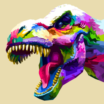 Colourful Abstract Dinosaur Face Portrait Art Print 100% Australian Made