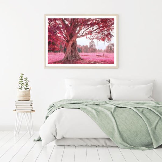 Swing on Pink Tree Photograph Home Decor Premium Quality Poster Print Choose Your Sizes