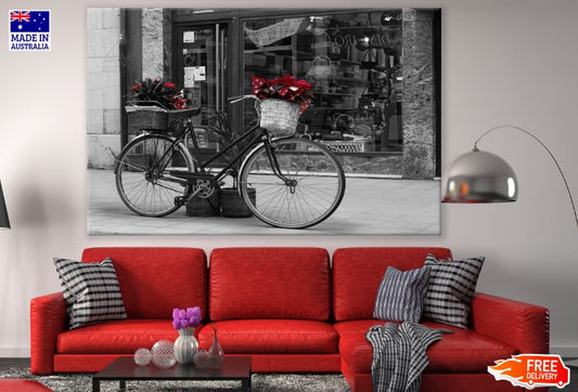 Bicycle with Flowers B&W Photograph Print 100% Australian Made