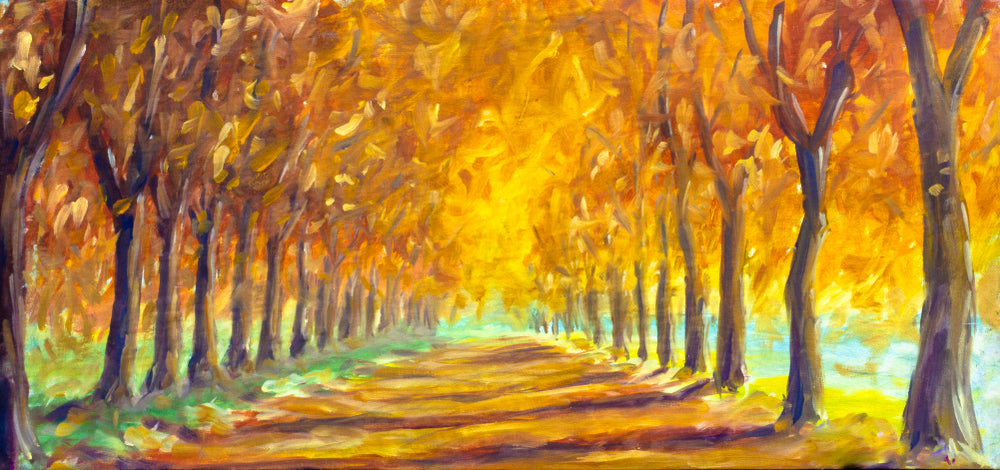 Autumn Tree Row Oil Painting Print 100% Australian Made