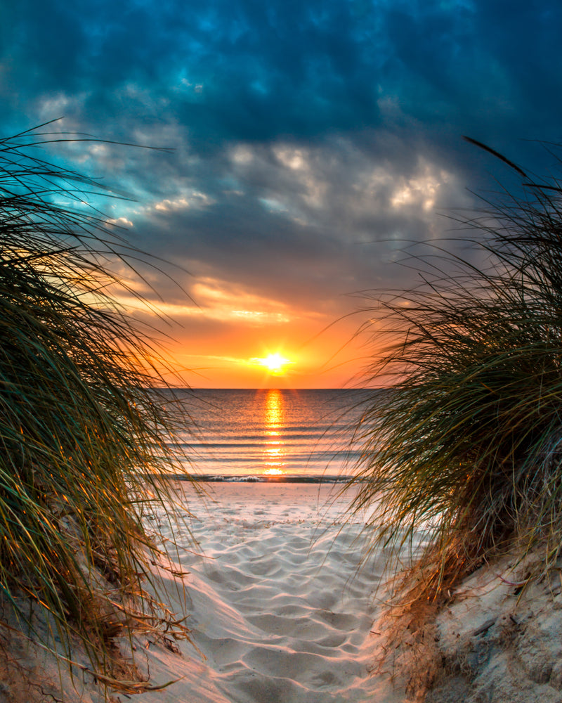 Stunning View of a Beautiful White Sand Beach at Sunset Print 100% Australian Made