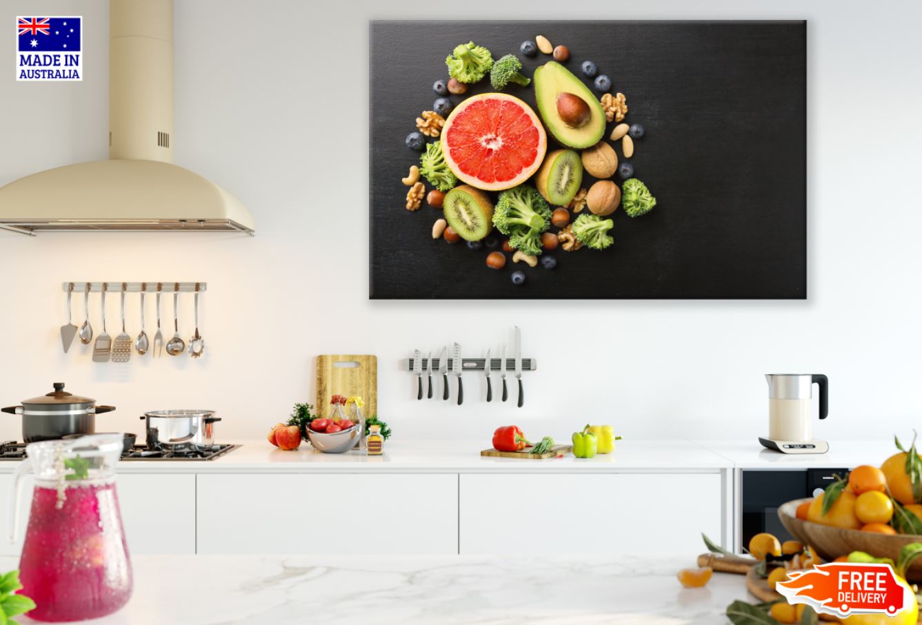 Fruits on Table Kitchen Design Photograph Print 100% Australian Made