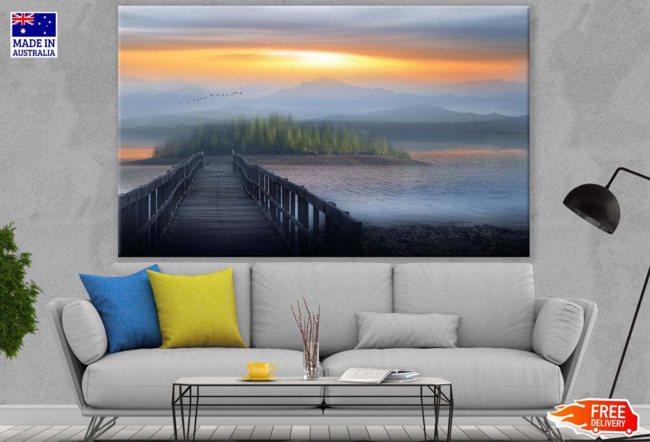 Wooden Bridge to Island Sunset Photograph Print 100% Australian Made