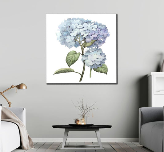 Square Canvas Hydrangea Floral Watercolor Painting High Quality Print 100% Australian Made