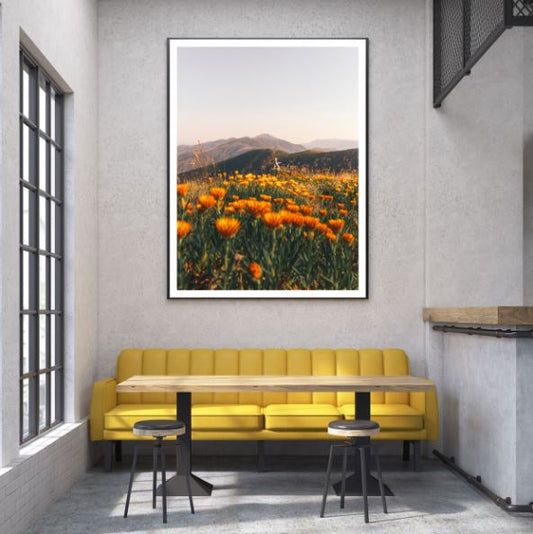 Orange Flower Field Photograph Home Decor Premium Quality Poster Print Choose Your Sizes