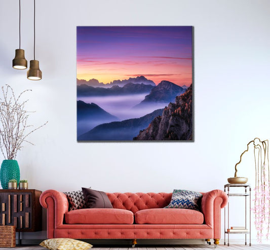 Square Canvas Sunset Mountain Scenery View High Quality Print 100% Australian Made
