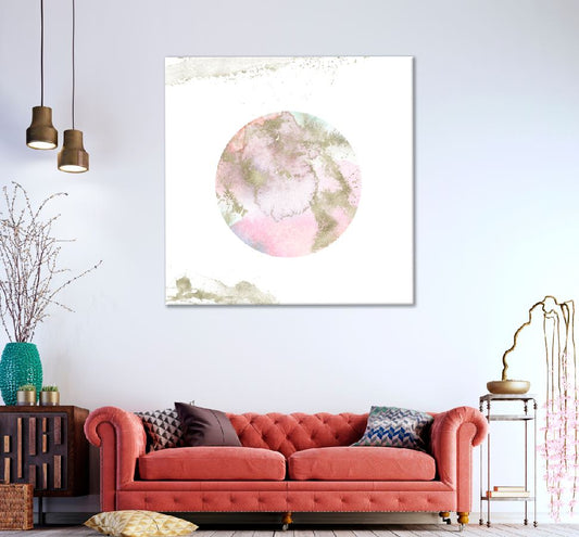 Square Canvas Pink & Gold Abstract Circle Design High Quality Print 100% Australian Made