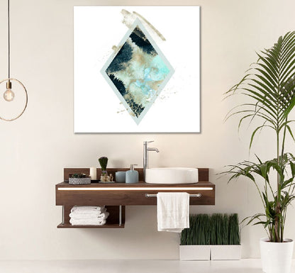 Square Canvas Green & Gold Abstract Shape Design High Quality Print 100% Australian Made