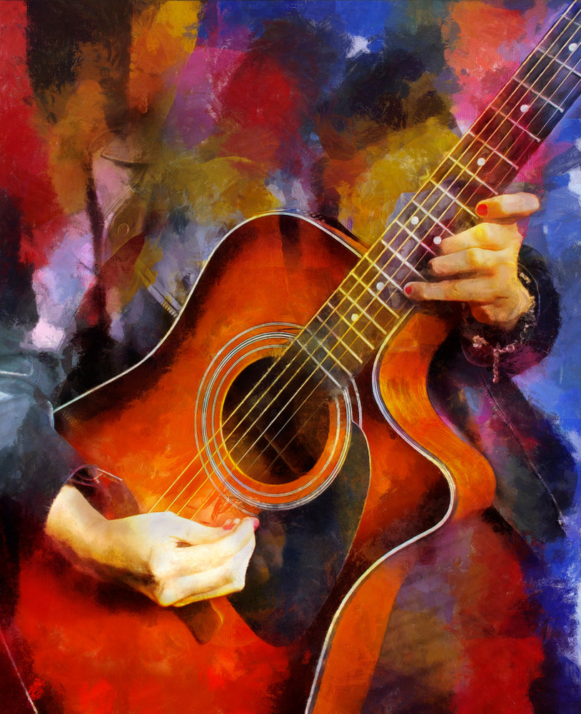 Acoustic Guitar Playing Abstract Painting Print 100% Australian Made