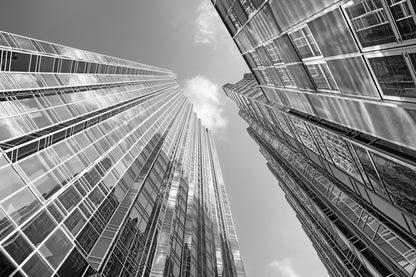 Glass Buildings B&W Photograph Home Decor Premium Quality Poster Print Choose Your Sizes