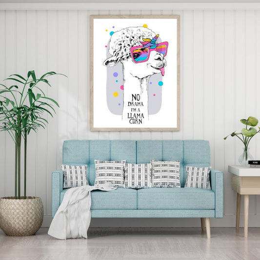 Llama Portrait Colorful Painting Home Decor Premium Quality Poster Print Choose Your Sizes