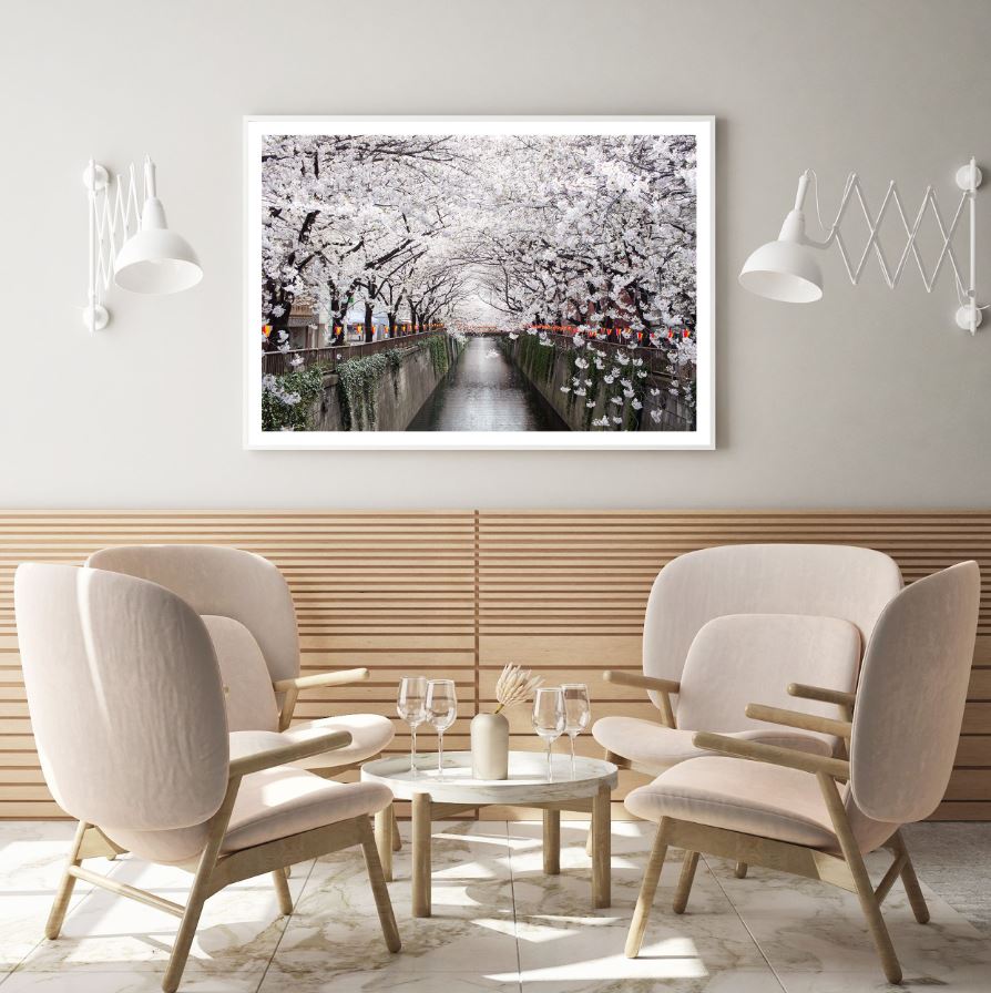 Canal & White Flower Trees View Home Decor Premium Quality Poster Print Choose Your Sizes
