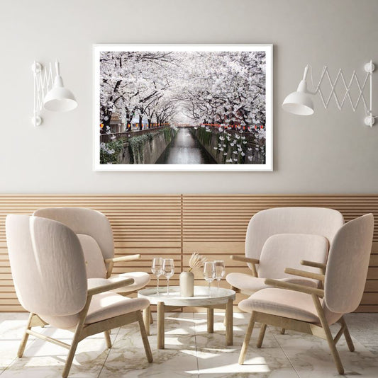 Canal & White Flower Trees View Home Decor Premium Quality Poster Print Choose Your Sizes