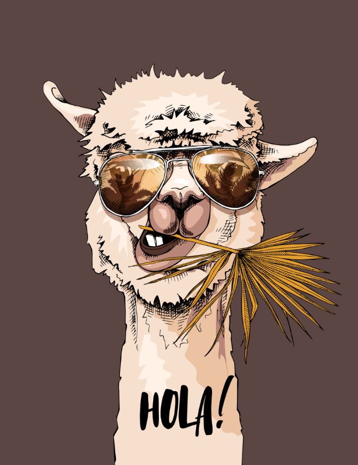 Alpaca with Glasses Vector Art Home Decor Premium Quality Poster Print Choose Your Sizes