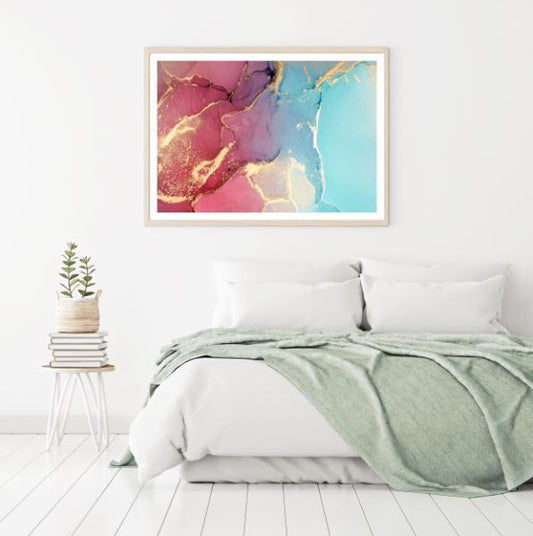 Blue Pink & Gold Abstract Design Home Decor Premium Quality Poster Print Choose Your Sizes