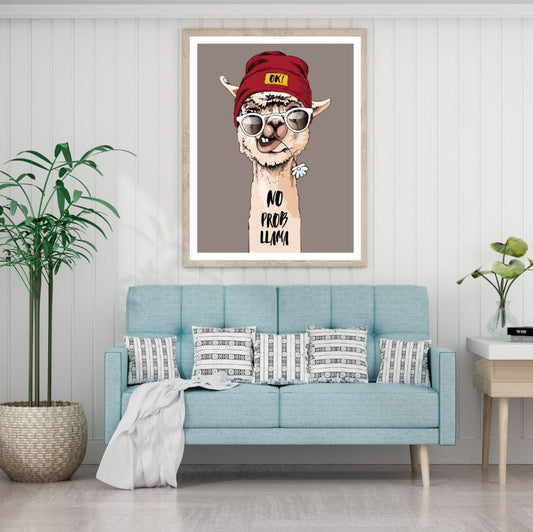 Alpaca with Glasses Vector Art Home Decor Premium Quality Poster Print Choose Your Sizes