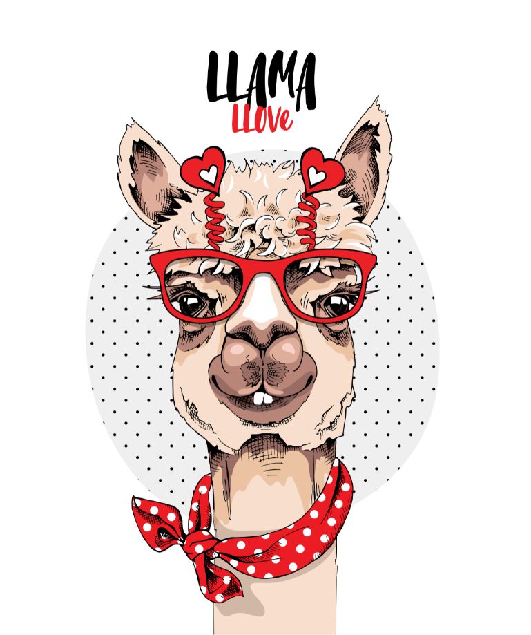 Stylish Llama with Sunglasses Painting Print 100% Australian Made Print 100% Australian Made