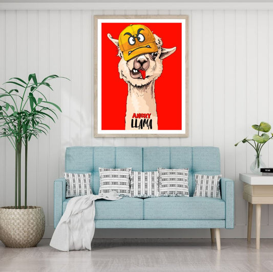 Llama Portrait Colorful Painting Home Decor Premium Quality Poster Print Choose Your Sizes